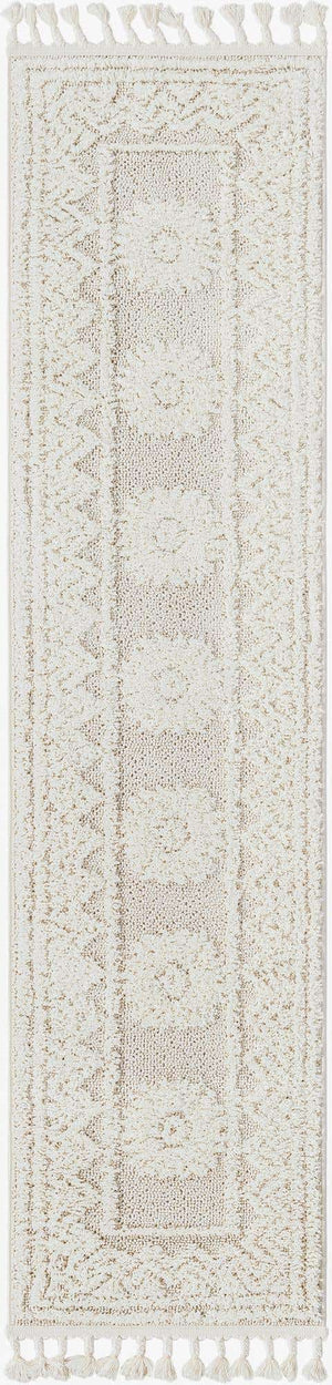 Ivory 2' x 6' 1 Boho Runner Area Rug 100% Polyester With Cotton Backing Geometric Modern Boho Bohemian Decor Carpet for Living Rooms Office Dining Kitchen Unique Interior Design for Sale at Rug Engine