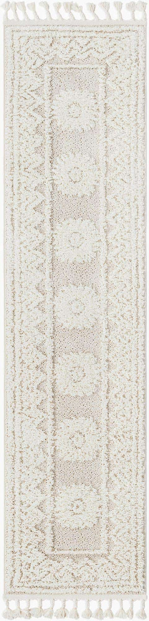 Ivory 2' x 8' Boho Runner Area Rug 100% Polyester With Cotton Backing Geometric Modern Boho Bohemian Decor Carpet for Living Rooms Office Dining Kitchen Unique Interior Design for Sale at Rug Engine