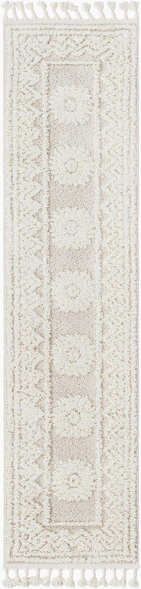 Ivory 2' x 8' Boho Runner Area Rug 100% Polyester With Cotton Backing Geometric Modern Boho Bohemian Decor Carpet for Living Rooms Office Dining Kitchen Unique Interior Design for Sale at Rug Engine