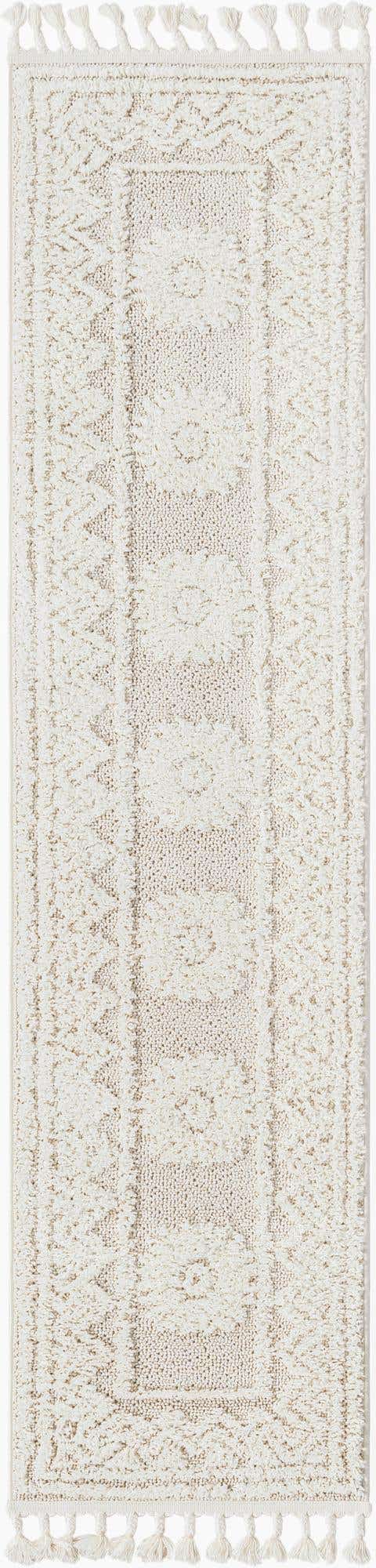 Ivory 2' x 8' Boho Runner Area Rug 100% Polyester With Cotton Backing Geometric Modern Boho Bohemian Decor Carpet for Living Rooms Office Dining Kitchen Unique Interior Design for Sale at Rug Engine
