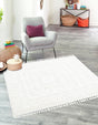Ivory 10' x 10' Boho Square Area Rug 100% Polyester With Cotton Backing Geometric Modern Boho Bohemian Decor Carpet for Living Rooms Office Dining Kitchen Unique Interior Design for Sale at Rug Engine