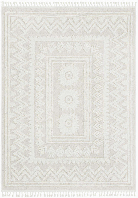 Ivory 7' 10 x 10' Boho Rectangle Area Rug 100% Polyester With Cotton Backing Geometric Modern Boho Bohemian Decor Carpet for Living Rooms Office Dining Kitchen Unique Interior Design for Sale at Rug Engine