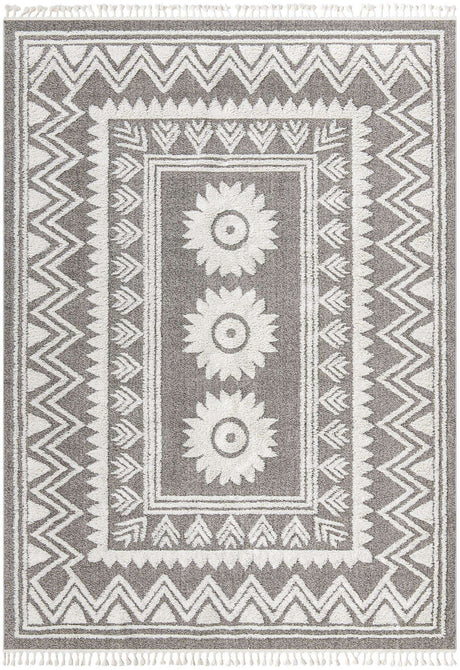 Gray 9' 6 x 14' 3 Boho Rectangle Area Rug 100% Polyester With Cotton Backing Geometric Modern Boho Bohemian Decor Carpet for Living Rooms Office Dining Kitchen Unique Interior Design for Sale at Rug Engine