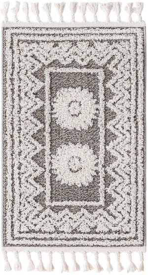 Gray 2' x 3' 1 Boho Rectangle Area Rug 100% Polyester With Cotton Backing Geometric Modern Boho Bohemian Decor Carpet for Living Rooms Office Dining Kitchen Unique Interior Design for Sale at Rug Engine