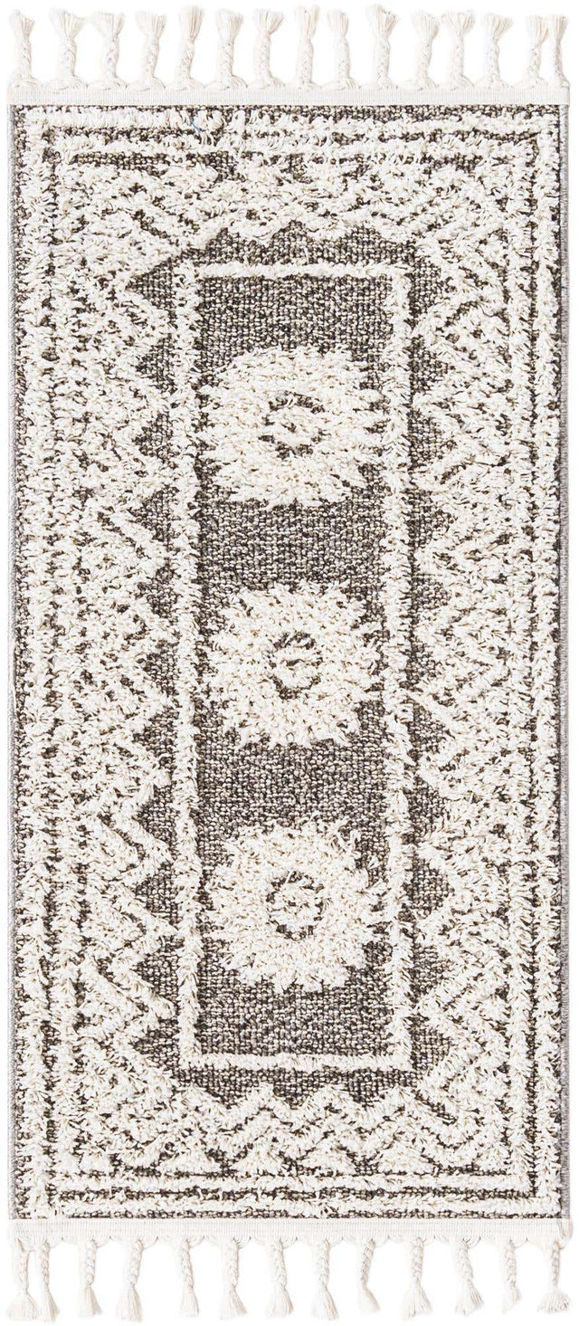 Gray 2' x 4' 1 Boho Runner Area Rug 100% Polyester With Cotton Backing Geometric Modern Boho Bohemian Decor Carpet for Living Rooms Office Dining Kitchen Unique Interior Design for Sale at Rug Engine