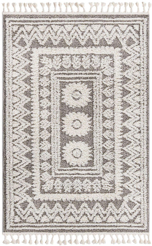 Gray 4' 1 x 6' 1 Boho Rectangle Area Rug 100% Polyester With Cotton Backing Geometric Modern Boho Bohemian Decor Carpet for Living Rooms Office Dining Kitchen Unique Interior Design for Sale at Rug Engine