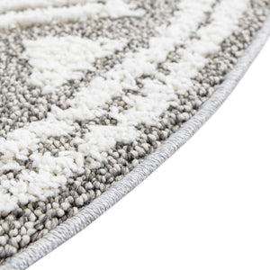 Gray 7' 10 x 7' 10 Boho Round Area Rug 100% Polyester With Cotton Backing Geometric Modern Boho Bohemian Decor Carpet for Living Rooms Office Dining Kitchen Unique Interior Design for Sale at Rug Engine