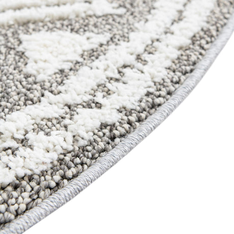 Gray 3' 3 x 3' 3 Boho Round Area Rug 100% Polyester With Cotton Backing Geometric Modern Boho Bohemian Decor Carpet for Living Rooms Office Dining Kitchen Unique Interior Design for Sale at Rug Engine