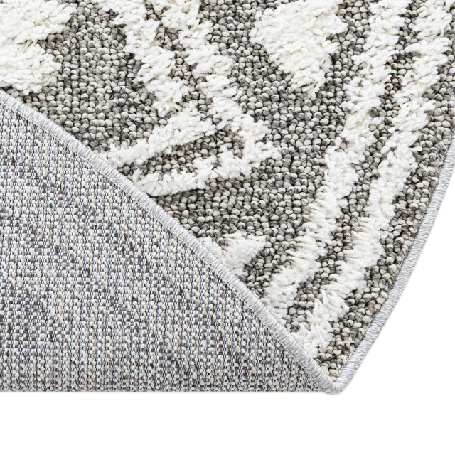 Gray 7' 10 x 7' 10 Boho Round Area Rug 100% Polyester With Cotton Backing Geometric Modern Boho Bohemian Decor Carpet for Living Rooms Office Dining Kitchen Unique Interior Design for Sale at Rug Engine