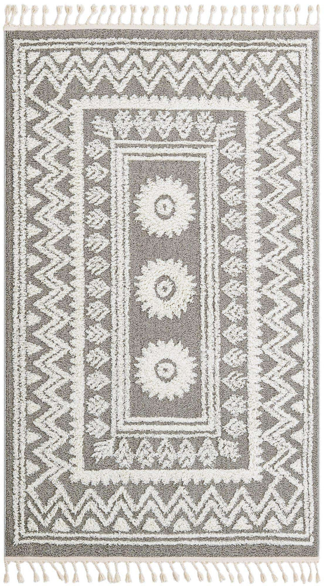 Gray 5' 3 x 8' Boho Rectangle Area Rug 100% Polyester With Cotton Backing Geometric Modern Boho Bohemian Decor Carpet for Living Rooms Office Dining Kitchen Unique Interior Design for Sale at Rug Engine