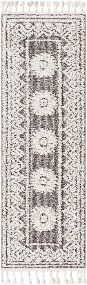 Gray 2' x 6' 1 Boho Runner Area Rug 100% Polyester With Cotton Backing Geometric Modern Boho Bohemian Decor Carpet for Living Rooms Office Dining Kitchen Unique Interior Design for Sale at Rug Engine