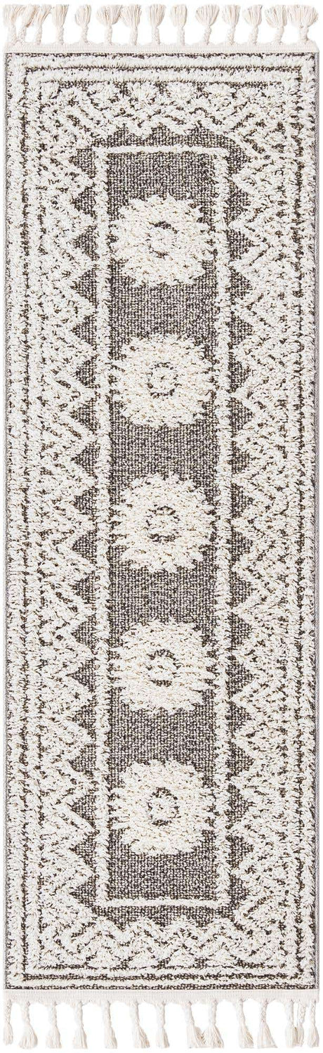 Gray 2' x 6' 1 Boho Runner Area Rug 100% Polyester With Cotton Backing Geometric Modern Boho Bohemian Decor Carpet for Living Rooms Office Dining Kitchen Unique Interior Design for Sale at Rug Engine