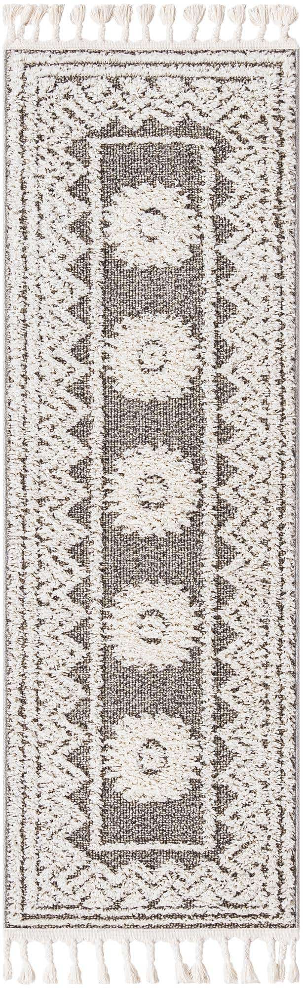 Gray 2' x 6' 1 Boho Runner Area Rug 100% Polyester With Cotton Backing Geometric Modern Boho Bohemian Decor Carpet for Living Rooms Office Dining Kitchen Unique Interior Design for Sale at Rug Engine