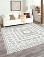 Gray 7' 10 x 7' 10 Boho Square Area Rug 100% Polyester With Cotton Backing Geometric Modern Boho Bohemian Decor Carpet for Living Rooms Office Dining Kitchen Unique Interior Design for Sale at Rug Engine