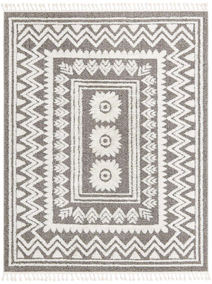 Gray 7' 10 x 10' Boho Rectangle Area Rug 100% Polyester With Cotton Backing Geometric Modern Boho Bohemian Decor Carpet for Living Rooms Office Dining Kitchen Unique Interior Design for Sale at Rug Engine