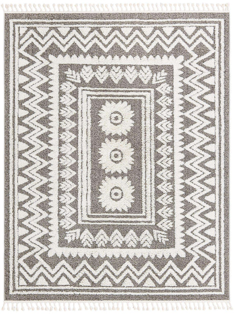 Gray 7' 10 x 10' Boho Rectangle Area Rug 100% Polyester With Cotton Backing Geometric Modern Boho Bohemian Decor Carpet for Living Rooms Office Dining Kitchen Unique Interior Design for Sale at Rug Engine