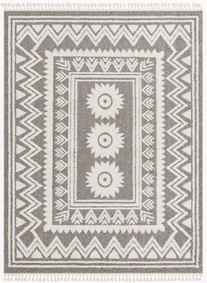 Gray 9' x 12' Boho Rectangle Area Rug 100% Polyester With Cotton Backing Geometric Modern Boho Bohemian Decor Carpet for Living Rooms Office Dining Kitchen Unique Interior Design for Sale at Rug Engine