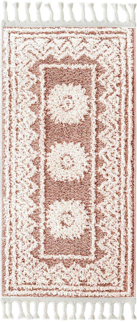 Pink 2' x 4' 1 Boho Runner Area Rug 100% Polyester With Cotton Backing Geometric Modern Boho Bohemian Decor Carpet for Living Rooms Office Dining Kitchen Unique Interior Design for Sale at Rug Engine