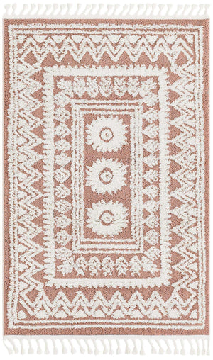 Pink 4' 1 x 6' 1 Boho Rectangle Area Rug 100% Polyester With Cotton Backing Geometric Modern Boho Bohemian Decor Carpet for Living Rooms Office Dining Kitchen Unique Interior Design for Sale at Rug Engine