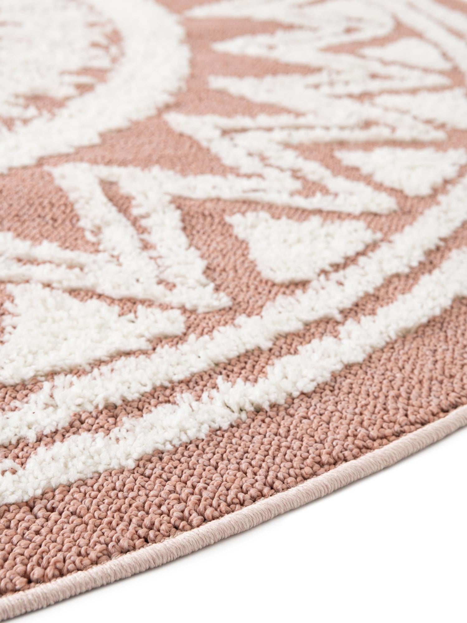 Pink 7' 10 x 7' 10 Boho Round Area Rug 100% Polyester With Cotton Backing Geometric Modern Boho Bohemian Decor Carpet for Living Rooms Office Dining Kitchen Unique Interior Design for Sale at Rug Engine