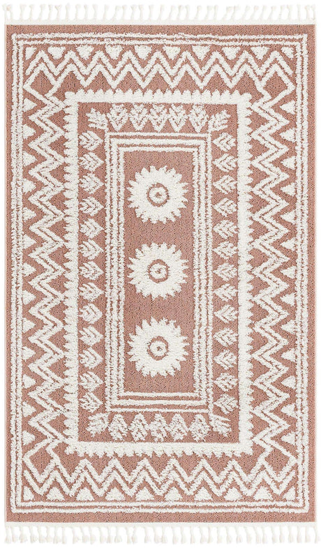 Pink 5' 3 x 8' Boho Rectangle Area Rug 100% Polyester With Cotton Backing Geometric Modern Boho Bohemian Decor Carpet for Living Rooms Office Dining Kitchen Unique Interior Design for Sale at Rug Engine