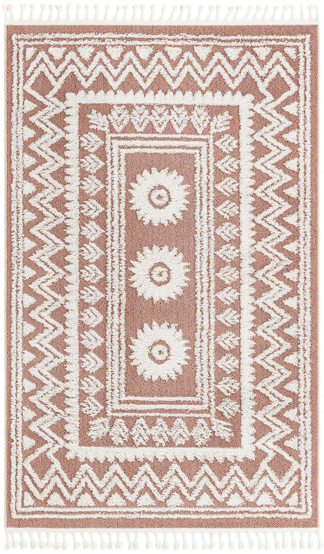 Pink 5' 3 x 8' Boho Rectangle Area Rug 100% Polyester With Cotton Backing Geometric Modern Boho Bohemian Decor Carpet for Living Rooms Office Dining Kitchen Unique Interior Design for Sale at Rug Engine