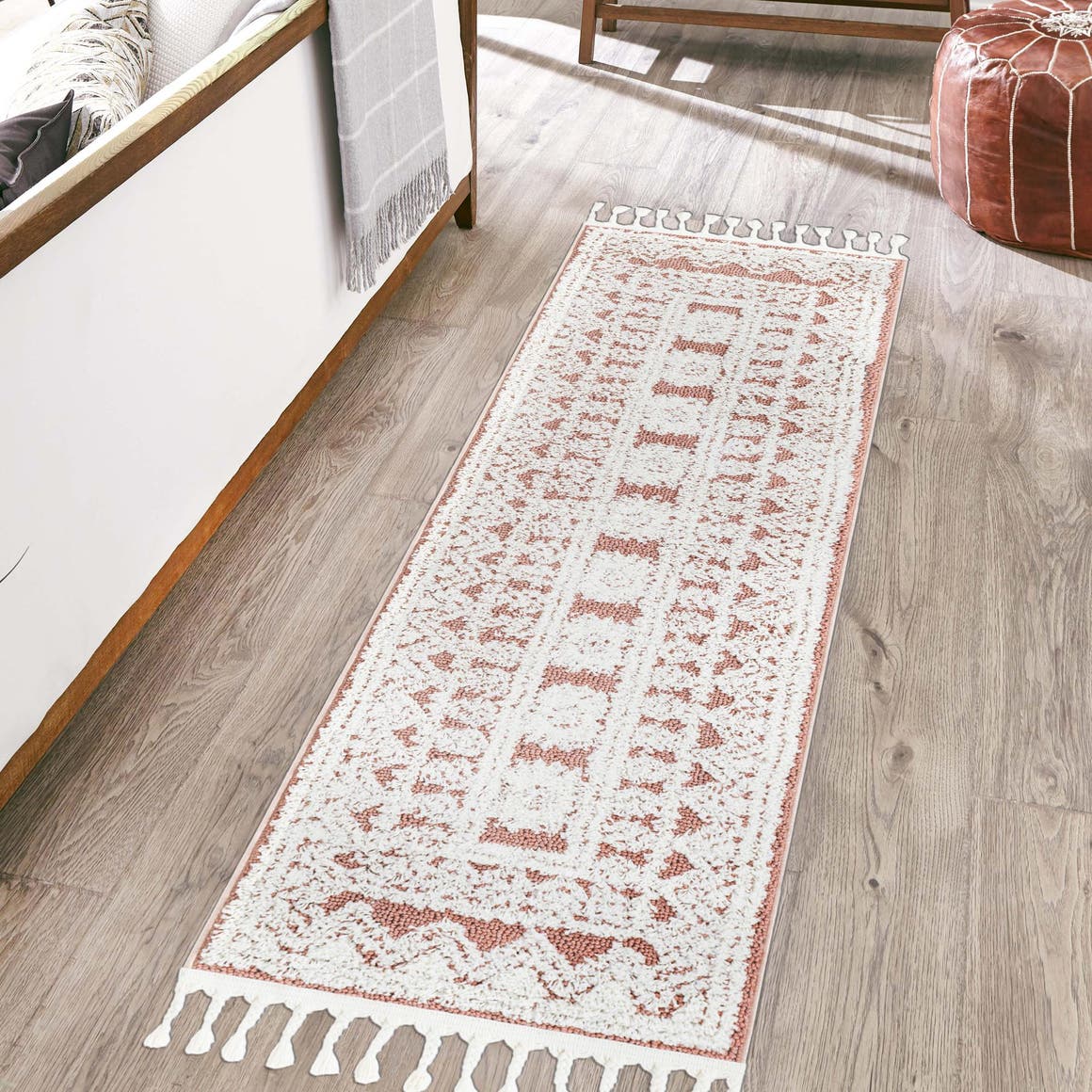 Pink 2' x 4' 1 Boho Runner Area Rug 100% Polyester With Cotton Backing Geometric Modern Boho Bohemian Decor Carpet for Living Rooms Office Dining Kitchen Unique Interior Design for Sale at Rug Engine