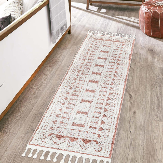 Pink 2' x 4' 1 Boho Runner Area Rug 100% Polyester With Cotton Backing Geometric Modern Boho Bohemian Decor Carpet for Living Rooms Office Dining Kitchen Unique Interior Design for Sale at Rug Engine