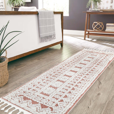 Pink 2' x 8' Boho Runner Area Rug 100% Polyester With Cotton Backing Geometric Modern Boho Bohemian Decor Carpet for Living Rooms Office Dining Kitchen Unique Interior Design for Sale at Rug Engine