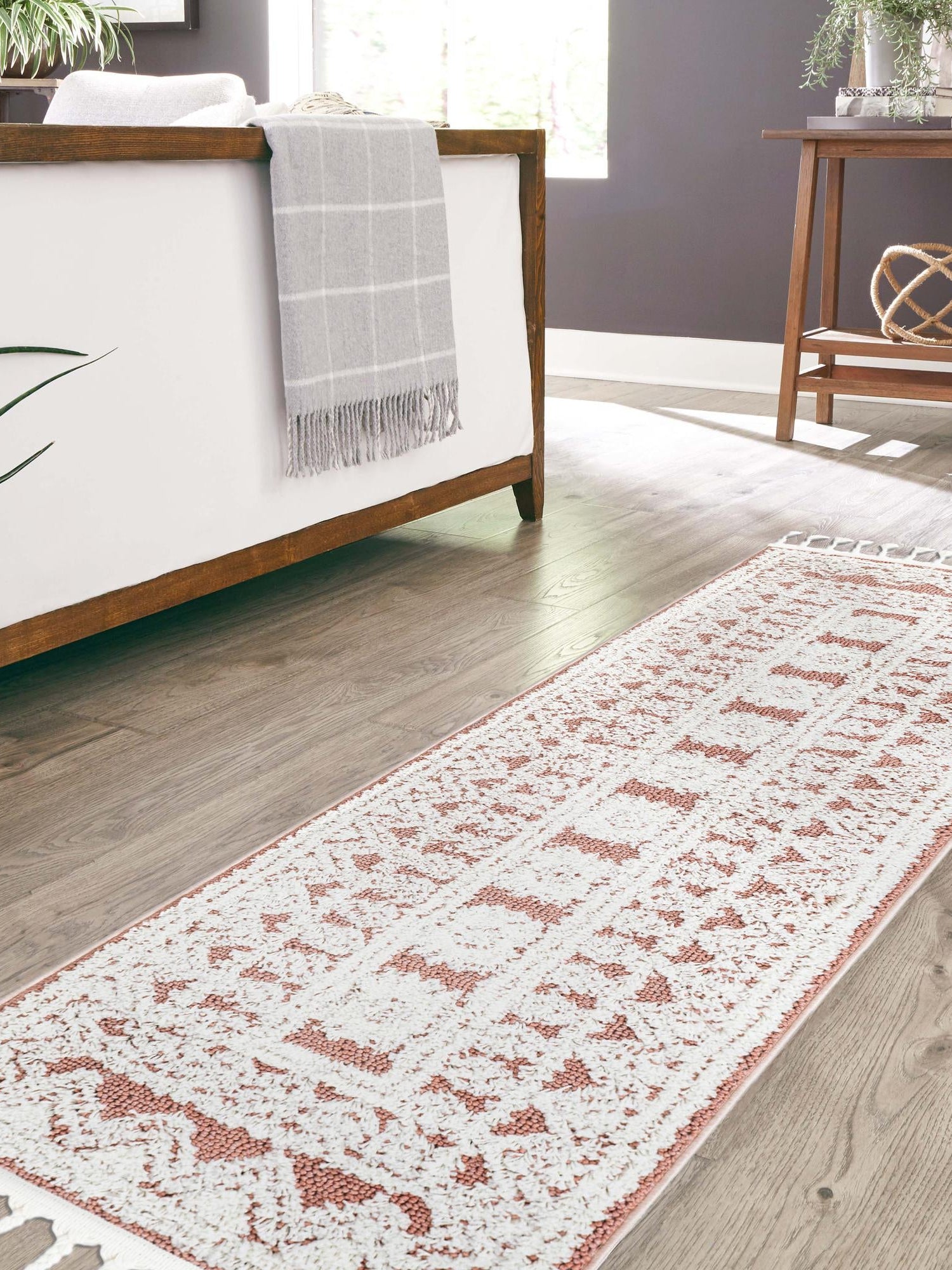 Pink 2' x 4' 1 Boho Runner Area Rug 100% Polyester With Cotton Backing Geometric Modern Boho Bohemian Decor Carpet for Living Rooms Office Dining Kitchen Unique Interior Design for Sale at Rug Engine