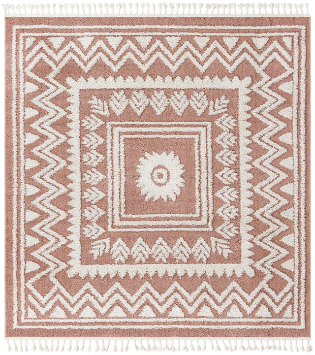 Pink 7' 10 x 7' 10 Boho Square Area Rug 100% Polyester With Cotton Backing Geometric Modern Boho Bohemian Decor Carpet for Living Rooms Office Dining Kitchen Unique Interior Design for Sale at Rug Engine