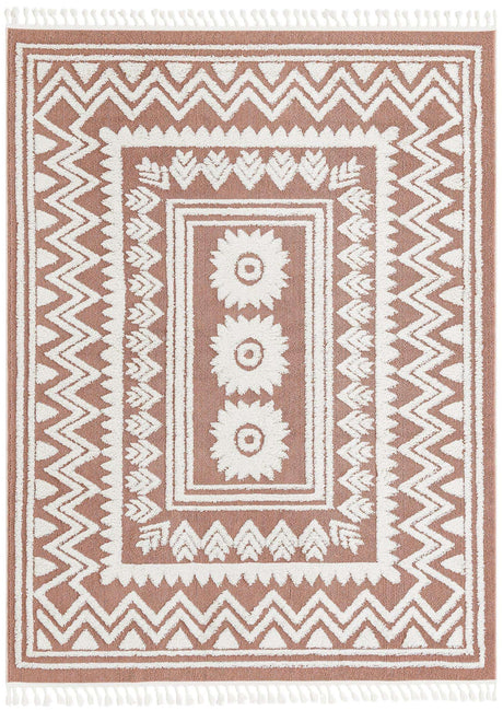 Pink 7' 10 x 10' Boho Rectangle Area Rug 100% Polyester With Cotton Backing Geometric Modern Boho Bohemian Decor Carpet for Living Rooms Office Dining Kitchen Unique Interior Design for Sale at Rug Engine