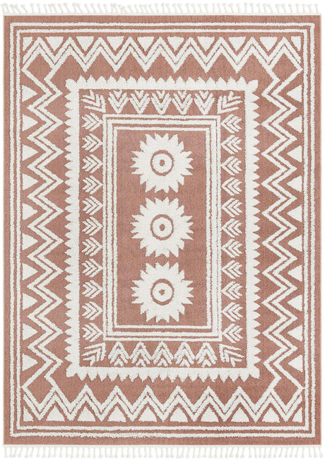 Pink 9' x 12' Boho Rectangle Area Rug 100% Polyester With Cotton Backing Geometric Modern Boho Bohemian Decor Carpet for Living Rooms Office Dining Kitchen Unique Interior Design for Sale at Rug Engine