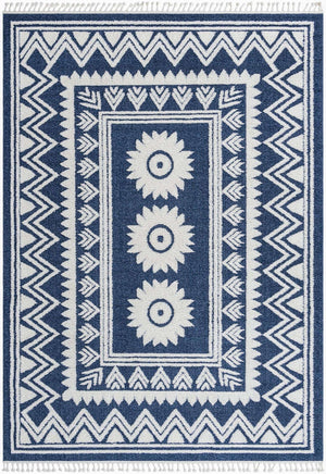 Blue 9' 6 x 14' 3 Boho Rectangle Area Rug 100% Polyester With Cotton Backing Geometric Modern Boho Bohemian Decor Carpet for Living Rooms Office Dining Kitchen Unique Interior Design for Sale at Rug Engine