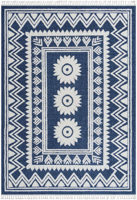 Blue 9' 6 x 14' 3 Boho Rectangle Area Rug 100% Polyester With Cotton Backing Geometric Modern Boho Bohemian Decor Carpet for Living Rooms Office Dining Kitchen Unique Interior Design for Sale at Rug Engine