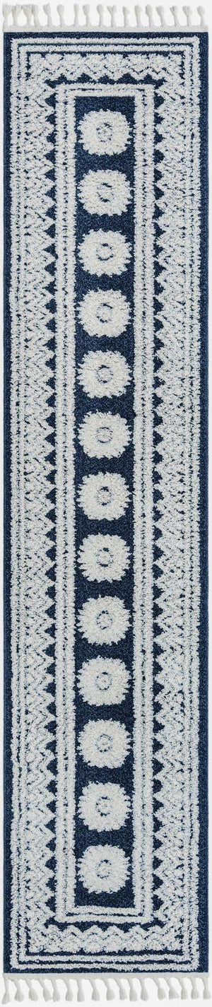 Blue 2' 7 x 12' Boho Runner Area Rug 100% Polyester With Cotton Backing Geometric Modern Boho Bohemian Decor Carpet for Living Rooms Office Dining Kitchen Unique Interior Design for Sale at Rug Engine