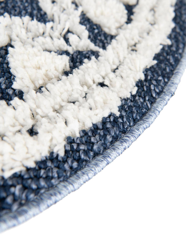 Blue 5' 3 x 5' 3 Boho Round Area Rug 100% Polyester With Cotton Backing Geometric Modern Boho Bohemian Decor Carpet for Living Rooms Office Dining Kitchen Unique Interior Design for Sale at Rug Engine
