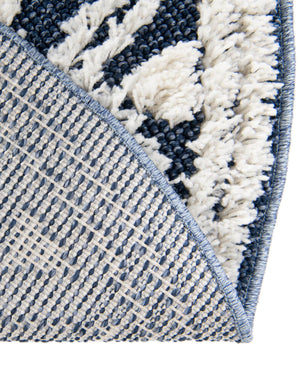 Blue 5' 3 x 5' 3 Boho Round Area Rug 100% Polyester With Cotton Backing Geometric Modern Boho Bohemian Decor Carpet for Living Rooms Office Dining Kitchen Unique Interior Design for Sale at Rug Engine