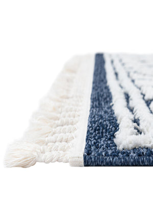 Blue 9' x 12' Boho Rectangle Area Rug 100% Polyester With Cotton Backing Geometric Modern Boho Bohemian Decor Carpet for Living Rooms Office Dining Kitchen Unique Interior Design for Sale at Rug Engine
