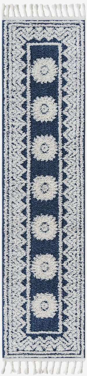 Blue 2' x 8' Boho Runner Area Rug 100% Polyester With Cotton Backing Geometric Modern Boho Bohemian Decor Carpet for Living Rooms Office Dining Kitchen Unique Interior Design for Sale at Rug Engine