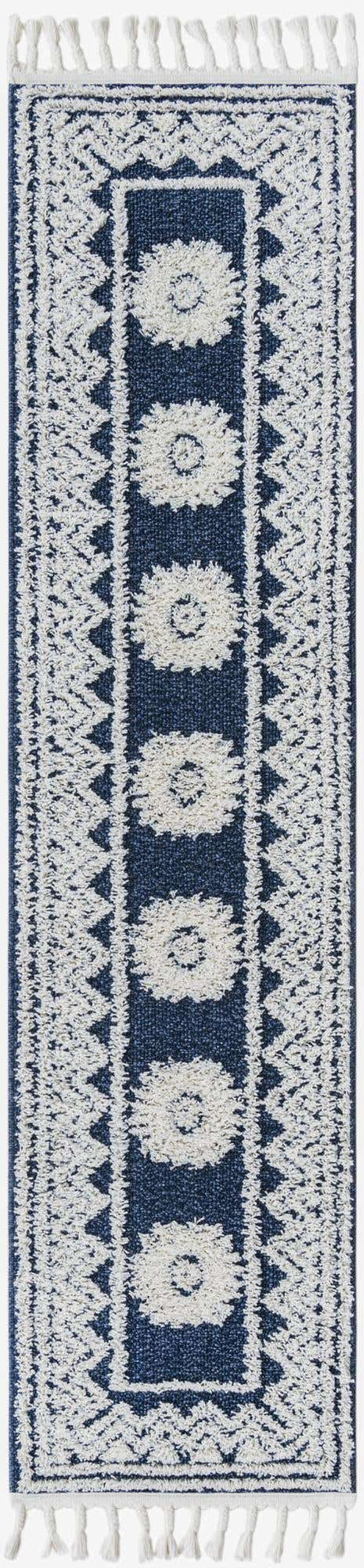 Blue 2' x 8' Boho Runner Area Rug 100% Polyester With Cotton Backing Geometric Modern Boho Bohemian Decor Carpet for Living Rooms Office Dining Kitchen Unique Interior Design for Sale at Rug Engine