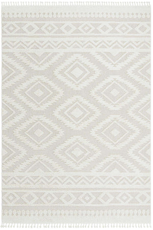 Ivory 9' 6 x 14' 3 Boho Rectangle Area Rug 100% Polyester With Cotton Backing Geometric Modern Boho Bohemian Decor Carpet for Living Rooms Office Dining Kitchen Unique Interior Design for Sale at Rug Engine