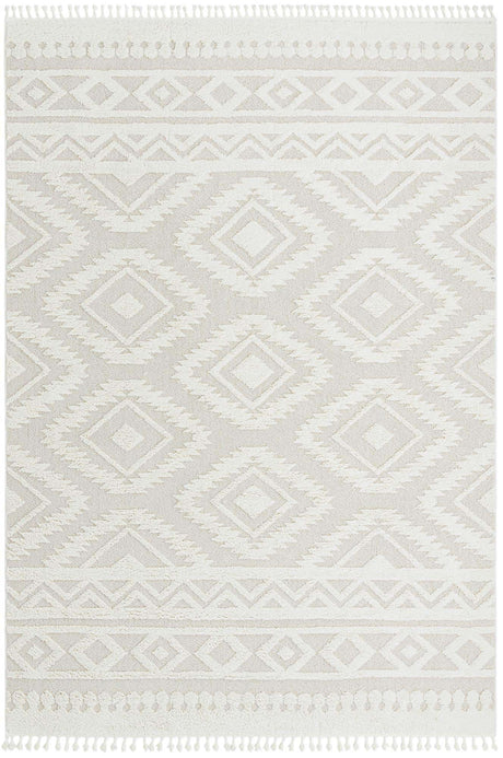 Ivory 9' 6 x 14' 3 Boho Rectangle Area Rug 100% Polyester With Cotton Backing Geometric Modern Boho Bohemian Decor Carpet for Living Rooms Office Dining Kitchen Unique Interior Design for Sale at Rug Engine