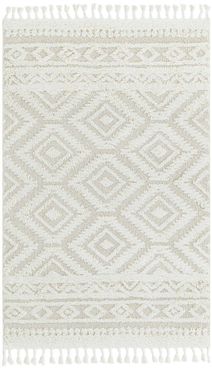 Ivory 2' x 3' 1 Boho Rectangle Area Rug 100% Polyester With Cotton Backing Geometric Modern Boho Bohemian Decor Carpet for Living Rooms Office Dining Kitchen Unique Interior Design for Sale at Rug Engine
