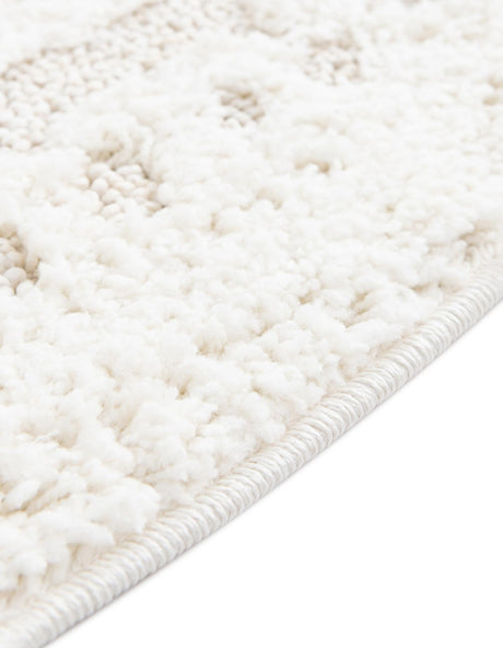 Ivory 10' x 10' Boho Round Area Rug 100% Polyester With Cotton Backing Geometric Modern Boho Bohemian Decor Carpet for Living Rooms Office Dining Kitchen Unique Interior Design for Sale at Rug Engine