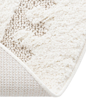 Ivory 5' 3 x 5' 3 Boho Round Area Rug 100% Polyester With Cotton Backing Geometric Modern Boho Bohemian Decor Carpet for Living Rooms Office Dining Kitchen Unique Interior Design for Sale at Rug Engine