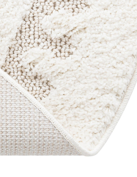 Ivory 5' 3 x 5' 3 Boho Round Area Rug 100% Polyester With Cotton Backing Geometric Modern Boho Bohemian Decor Carpet for Living Rooms Office Dining Kitchen Unique Interior Design for Sale at Rug Engine