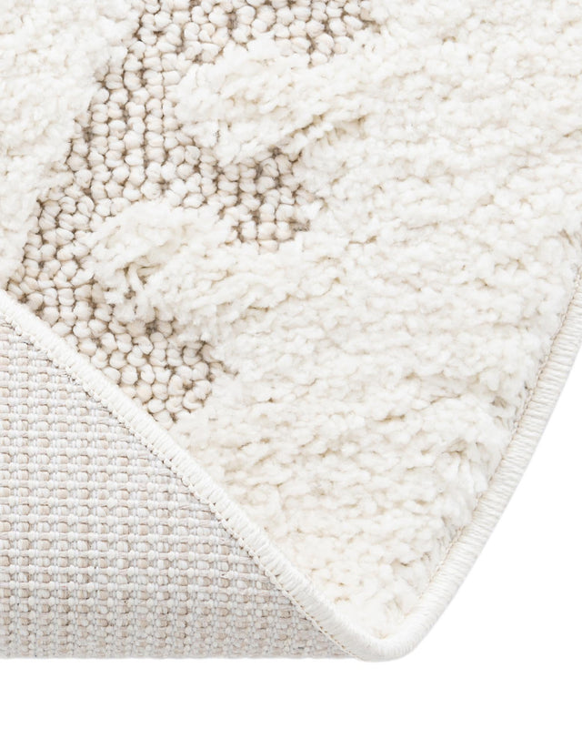 Ivory 5' 3 x 5' 3 Boho Round Area Rug 100% Polyester With Cotton Backing Geometric Modern Boho Bohemian Decor Carpet for Living Rooms Office Dining Kitchen Unique Interior Design for Sale at Rug Engine