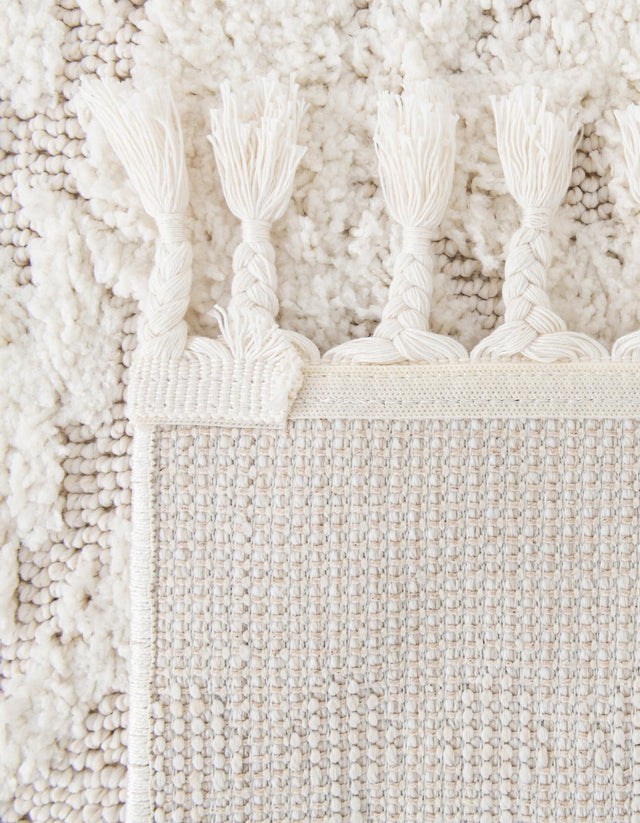 Ivory 9' x 12' Boho Rectangle Area Rug 100% Polyester With Cotton Backing Geometric Modern Boho Bohemian Decor Carpet for Living Rooms Office Dining Kitchen Unique Interior Design for Sale at Rug Engine