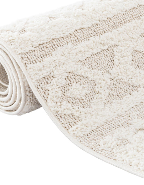 Ivory 7' 10 x 10' Boho Rectangle Area Rug 100% Polyester With Cotton Backing Geometric Modern Boho Bohemian Decor Carpet for Living Rooms Office Dining Kitchen Unique Interior Design for Sale at Rug Engine